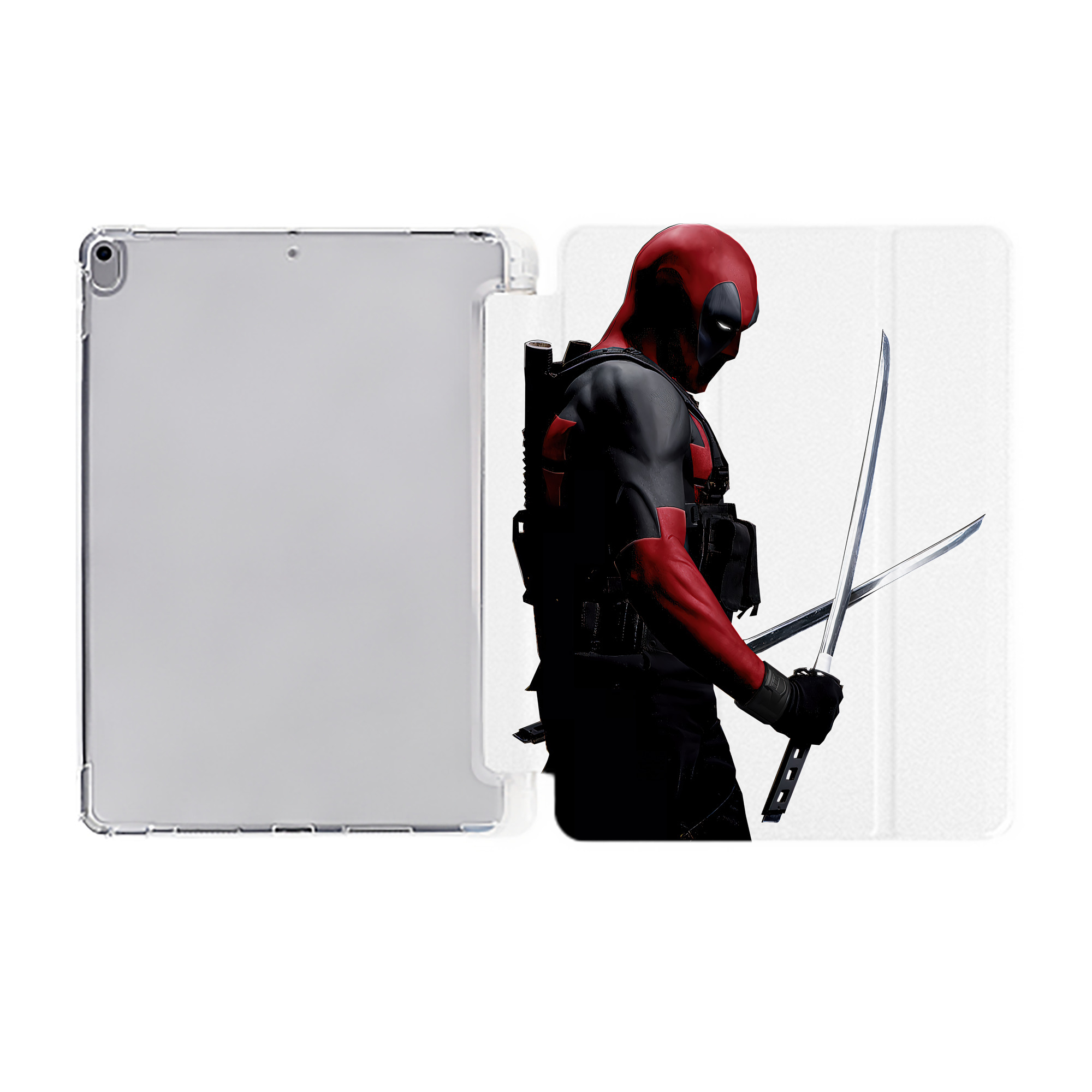 （画像用） Deadpool デッドプール IPad ケース ペン収納付き 三つ折りスタンド PUレザー×シリコン 対応機種9.5/10.5/10.9インチ